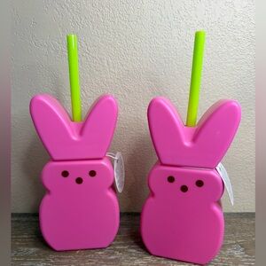 New Target Bullseye Playground Set of 2 Peeps Bunny Drinkware with straw